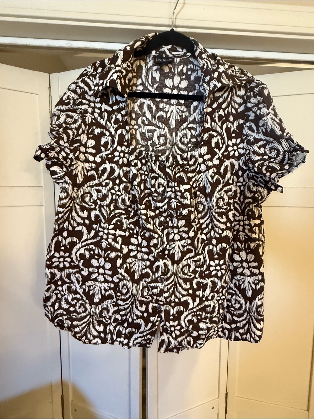 Lane Bryant Brown and white Floral Button-Front Top